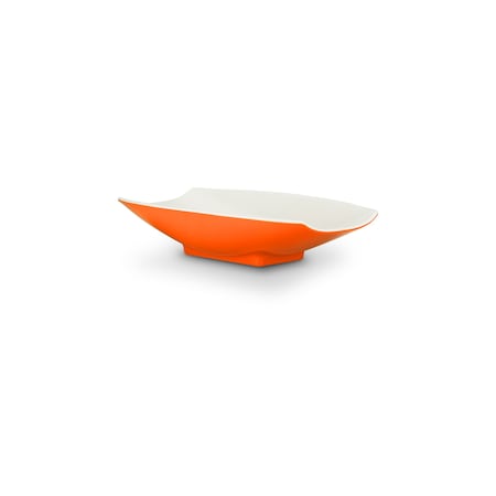 Bon Chef Melamine Curves Bowl - Orange Outside/White Inside 12" X 6 3/4" X 2 3/4" 1 Qt (32 Oz) 53703-2ToneOrange